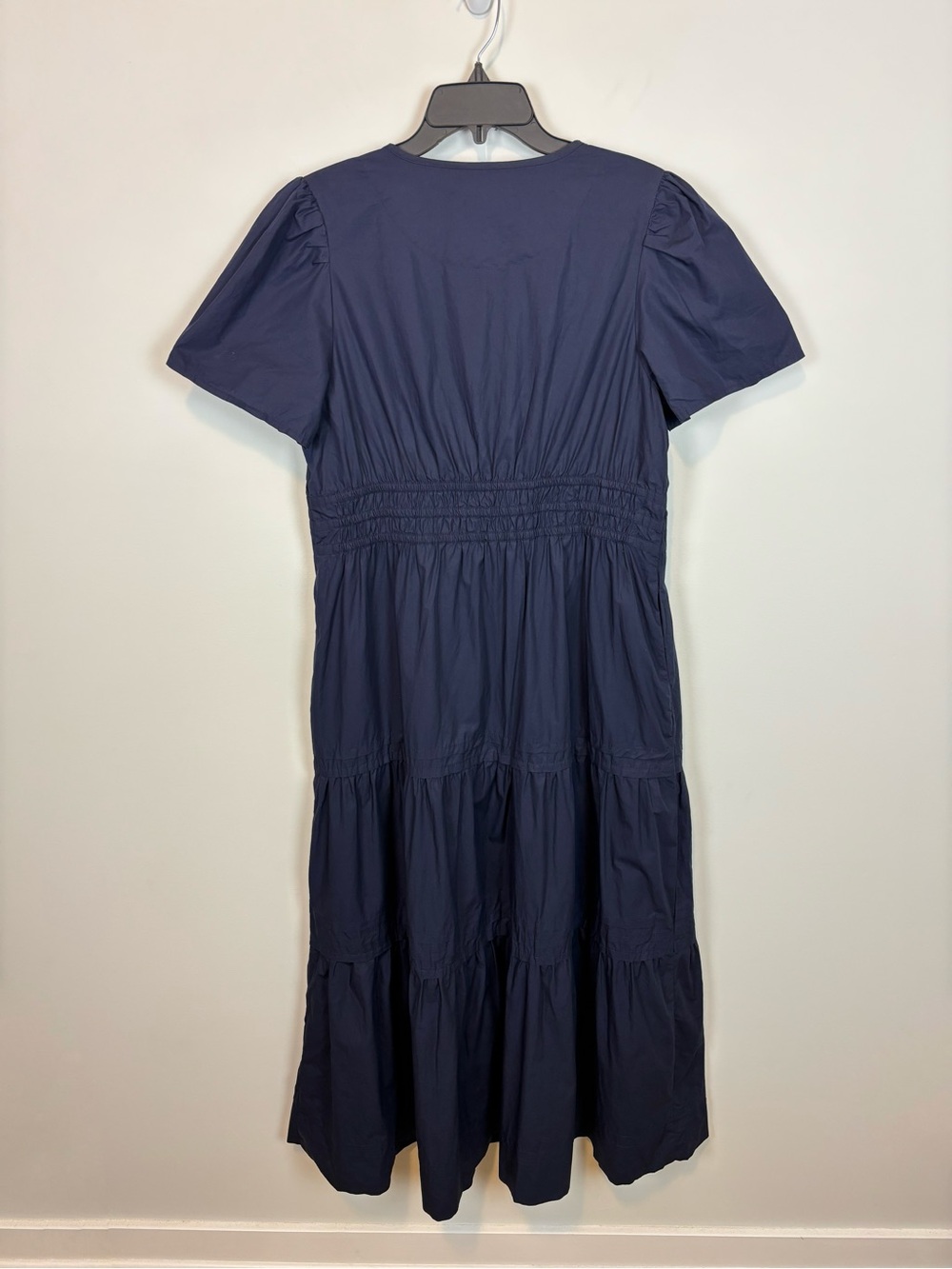 Quince 100% Organic Cotton Poplin Tiered Maxi Dress in Navy Size L - Picture 7 of 14